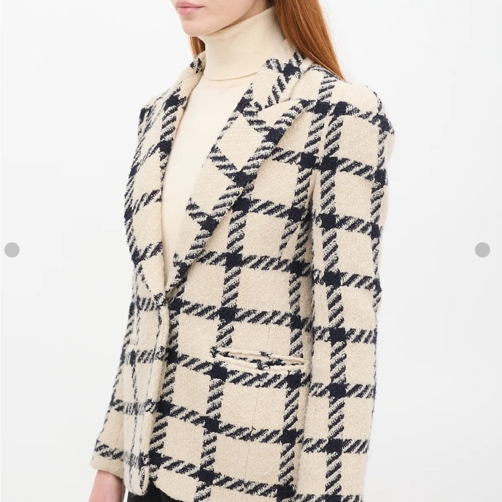 ISABEL MARANT Plaid Women's Jacket in Cream and Black SIZE 36 - Picture 2 of 16